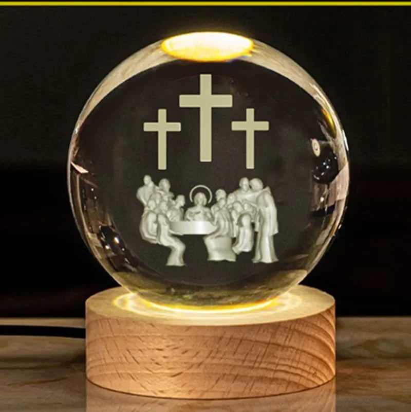 Una luz de fe en tus manos. Bola de cristal imágenes religiosas