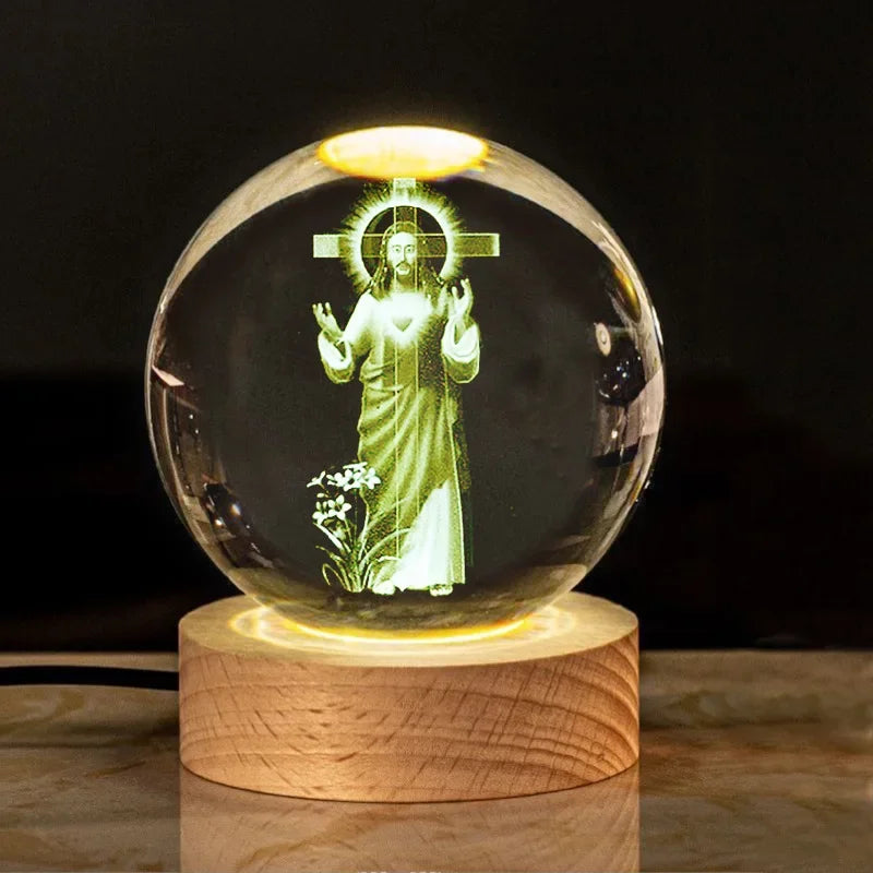 Una luz de fe en tus manos. Bola de cristal imágenes religiosas