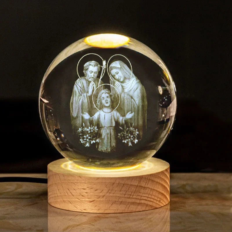 Una luz de fe en tus manos. Bola de cristal imágenes religiosas