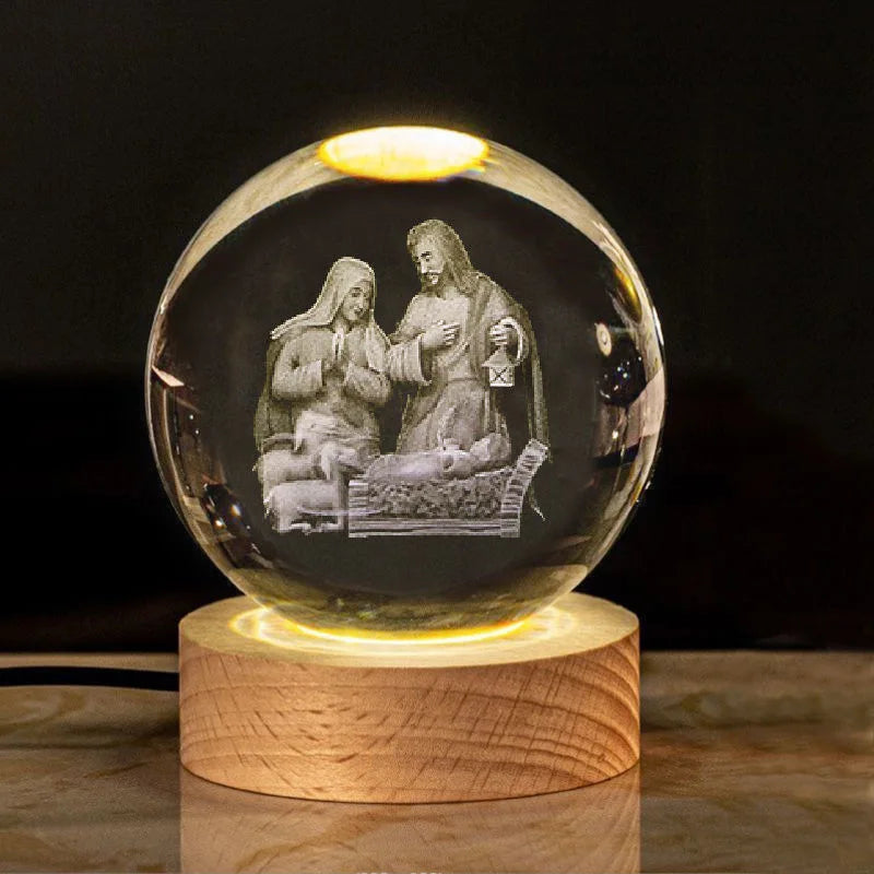 Una luz de fe en tus manos. Bola de cristal imágenes religiosas