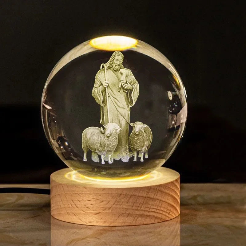 Una luz de fe en tus manos. Bola de cristal imágenes religiosas
