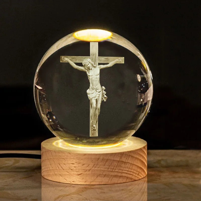 Una luz de fe en tus manos. Bola de cristal imágenes religiosas