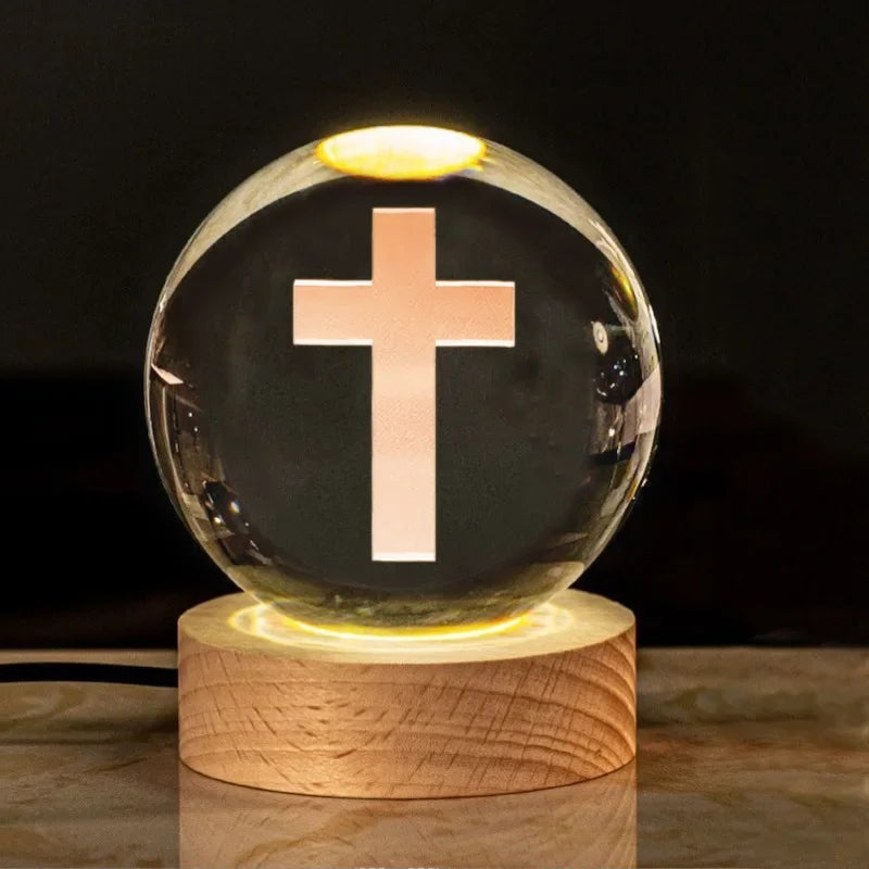 Una luz de fe en tus manos. Bola de cristal imágenes religiosas